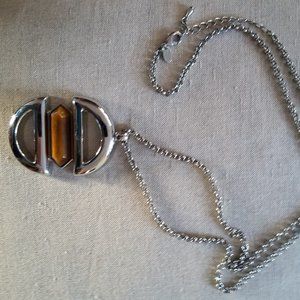 Lia Sophia Silver/Brown 32" Pendant Necklace